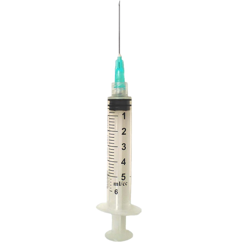 Syringe 5-6cc with Hypodermic Needle ExelInt® 21G x 1 1/4 Inch Luer Lock Tip Latex Free Sterile (100/BX 8BX/CS) by Exel Corporation  ID 26218